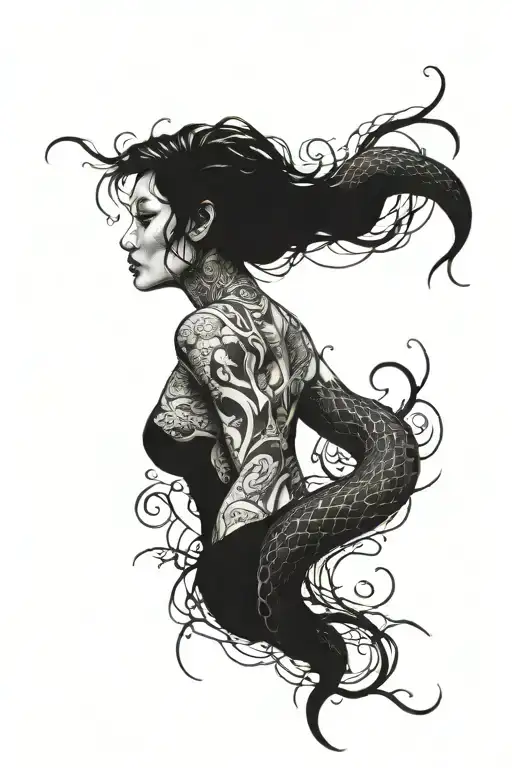 Half Decaying Women And Snake