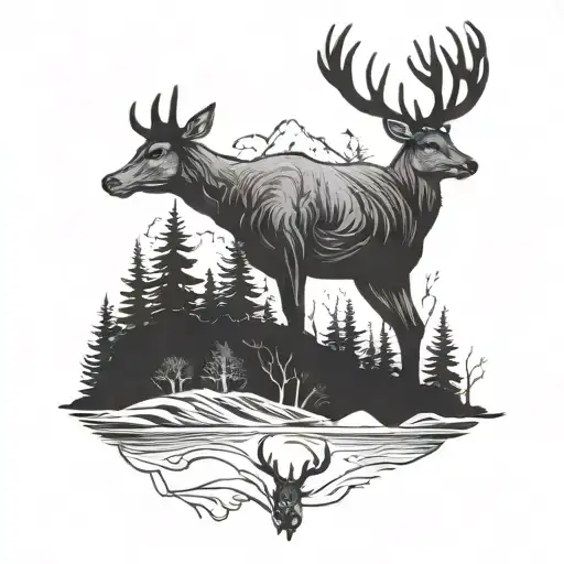 Christian Artwork With Nature And Deer