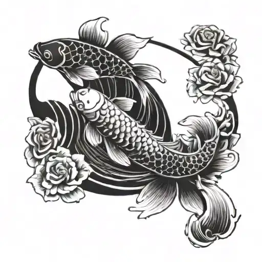 A Yin Yang Symbol Incorporating Elements Of Koi Fish Design