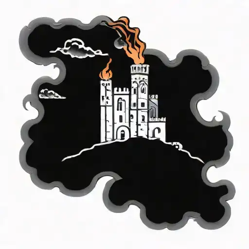 Roman Castle Falling With Fire