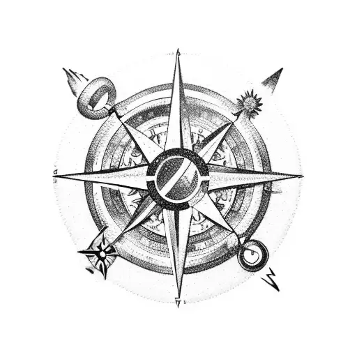 Dog Paw Print In Front Of A Compass