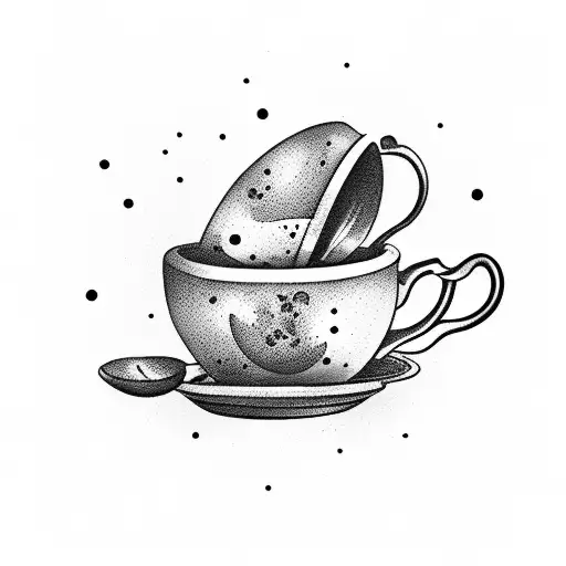 Tea Cup With A Spoon On A Moon