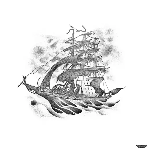 Colossal Squid Holding A Pirate Ship