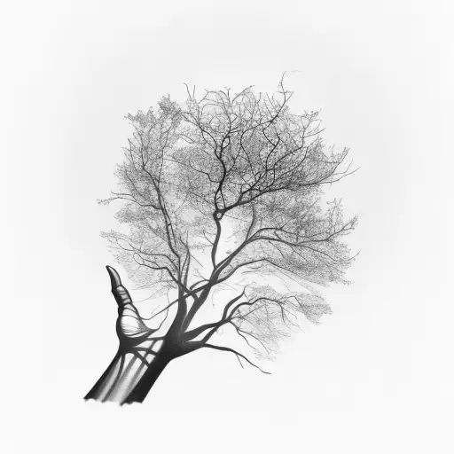 Silhouette Of Leafless Tree That Looks Like A Hand Reaching Up