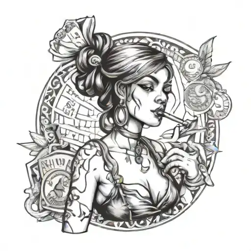 Smoking Girl Money Drug Dealer