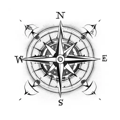 Paw Print In Front Of A Compass