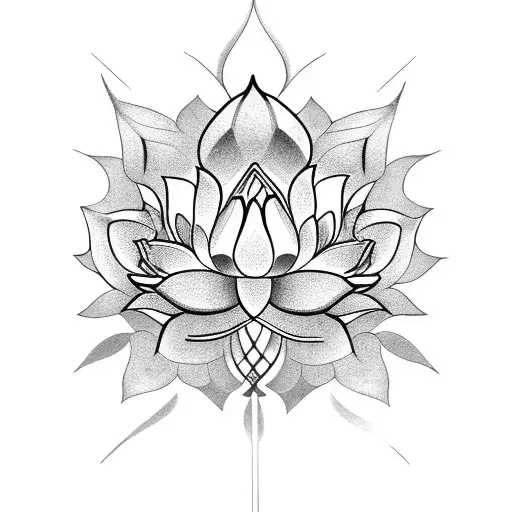 Lotus Flower With Symbols Pattern Inside