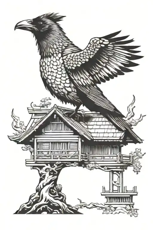 Crow On A Japanese House