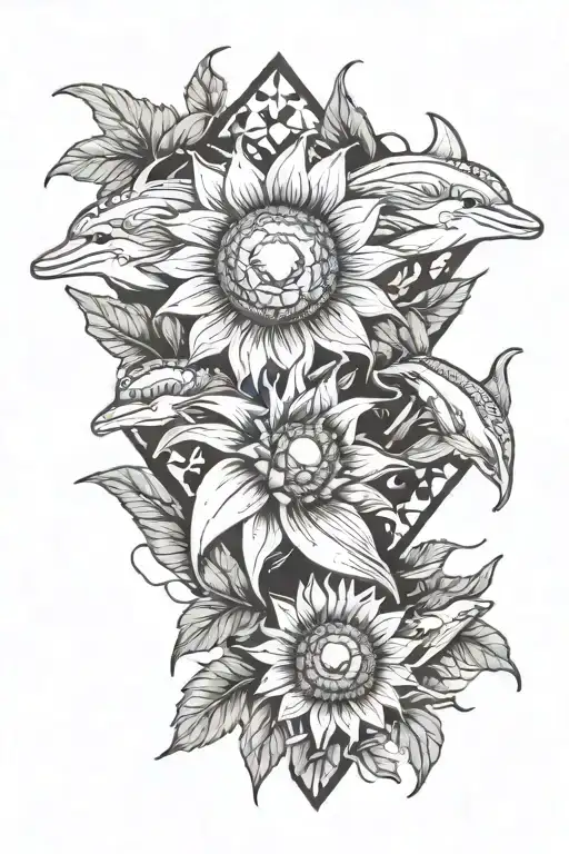 Sunflowers Dolphins And A Diamond