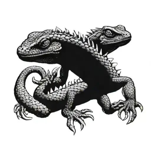 Two Headed Lizard Black And White Coverup