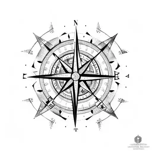 Dog Paw Print In The Center Of A Compass