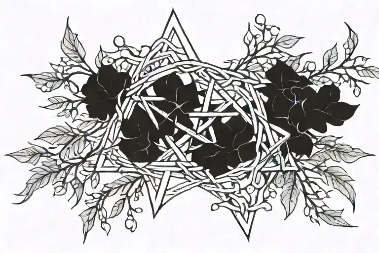 Branches With Small Lea And Crystal Accents Snd An Integrated Pentagram