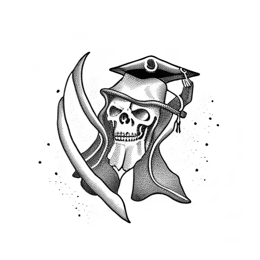 The Grim Reaper Throwing A Graduation Cap In The Air