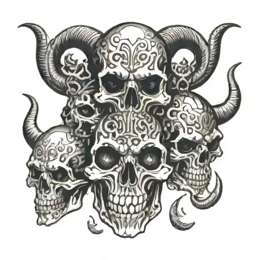 Skulls With Many Demon Eyes