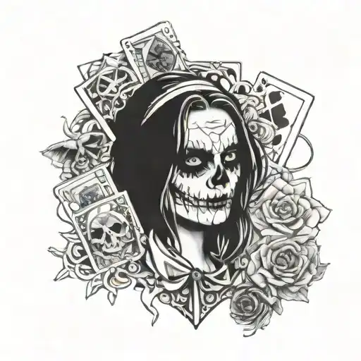 Girl Skull Joker Card