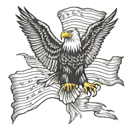 Bald Eagle And 1776 Flag Intertwined