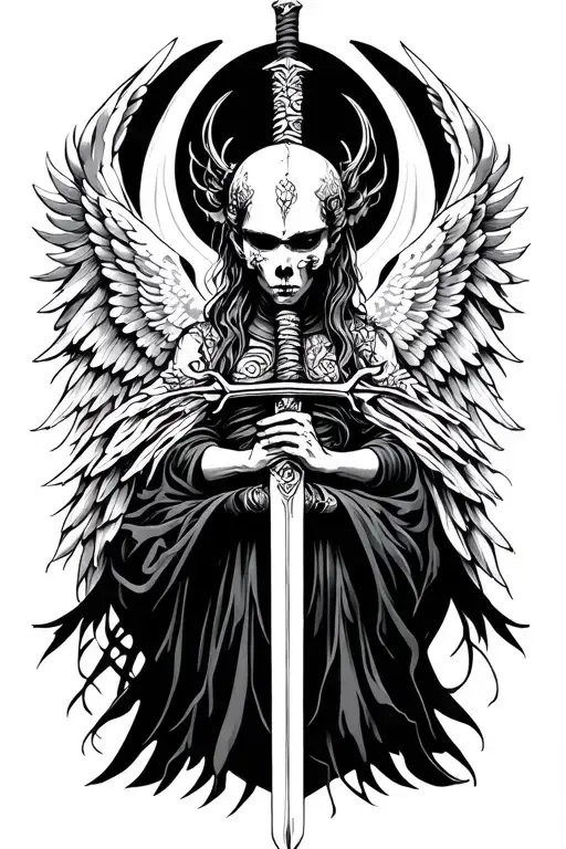 Asian Angel Of Death With A Sword