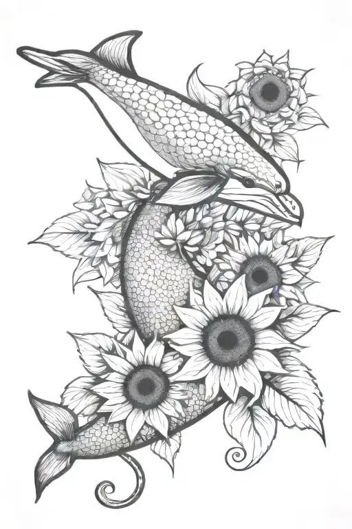 Sunflower And Dolphin