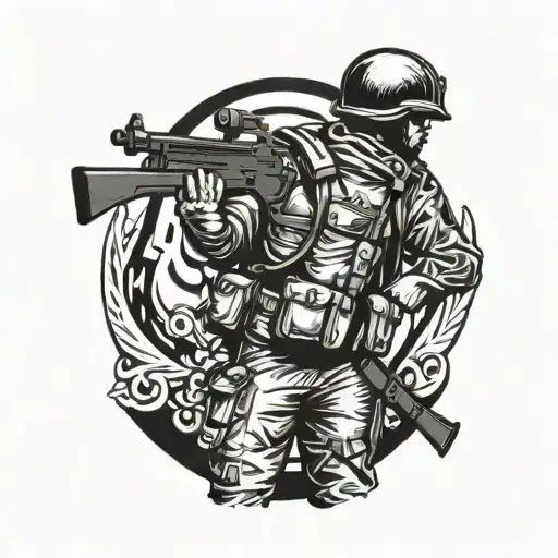 War Soldier Holding A Gun