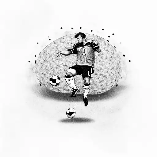 A Football Player Kicking A Rock-themed Soccer Ball