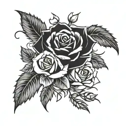A Bouquet Of Black Roses Intertwined With Thorns