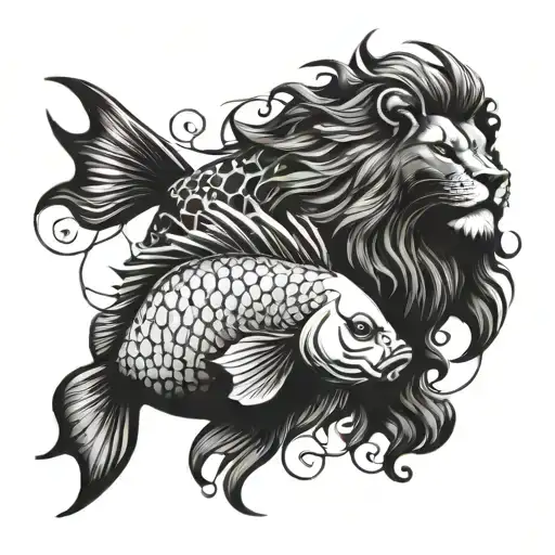 Pisces Fish With Leo Lion