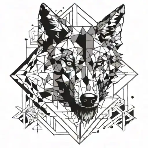 A Geometric Wolf Design Incorporating Elements Of Technology To Represent The Client's Work Focus