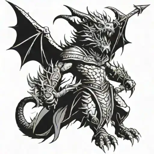 A Fierce Dragon Warrior Wielding A Burning Spear In Battle