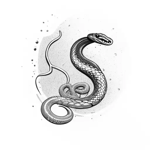 Snake Wrapped Around A Water Droplet