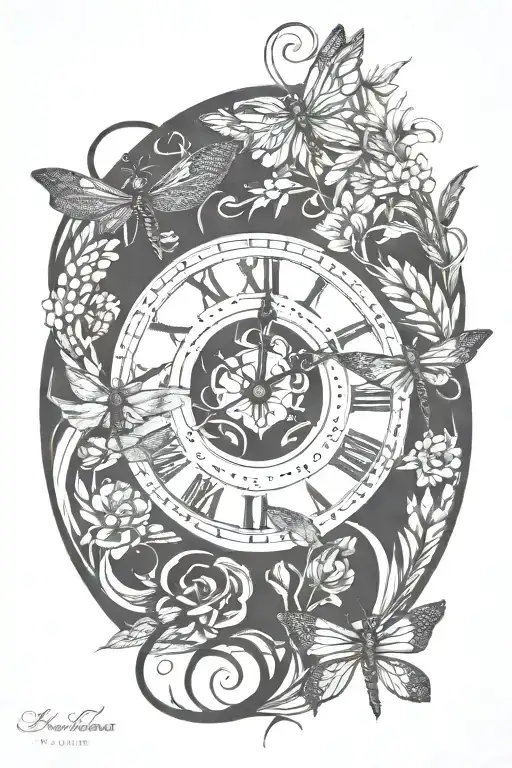 Whimsy Clock Hands With Wheat And Dragonflies