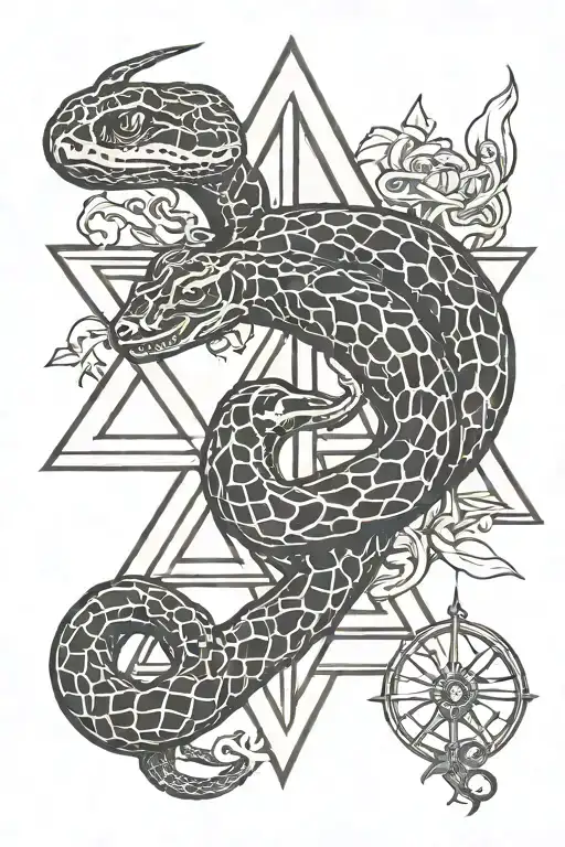 Deathly Hallow Symbol With Ball Python Going Down