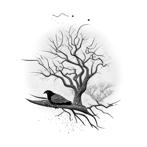 Tree With Ravens On Them