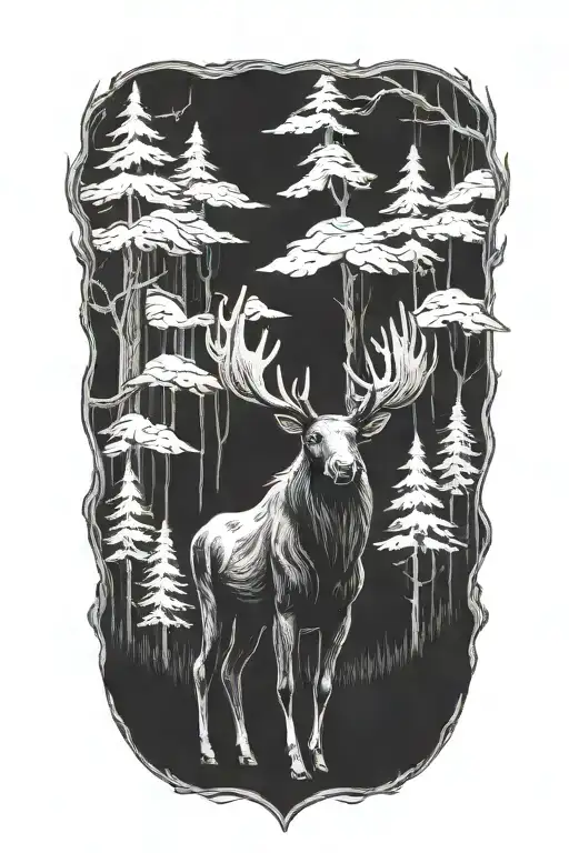 Moose God In An Evil Forest With Scary Glowing Eyes And A Halo