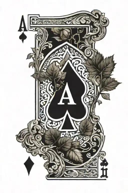 Ace Of Spades With Tree Growing Out Of Card