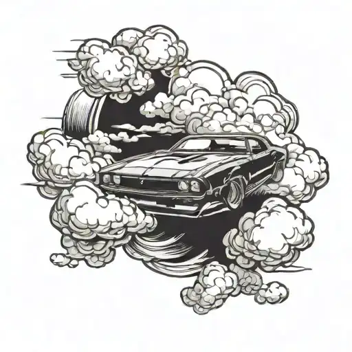 A Sleek Sports Car Racing Through A Sky Filled With Fluffy Clouds