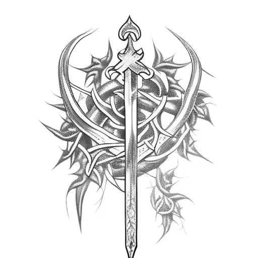 Dagger With Vines And Thorns Around It