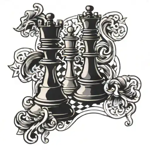 Chess Pieces Intertwined With Martial Arts Symbols