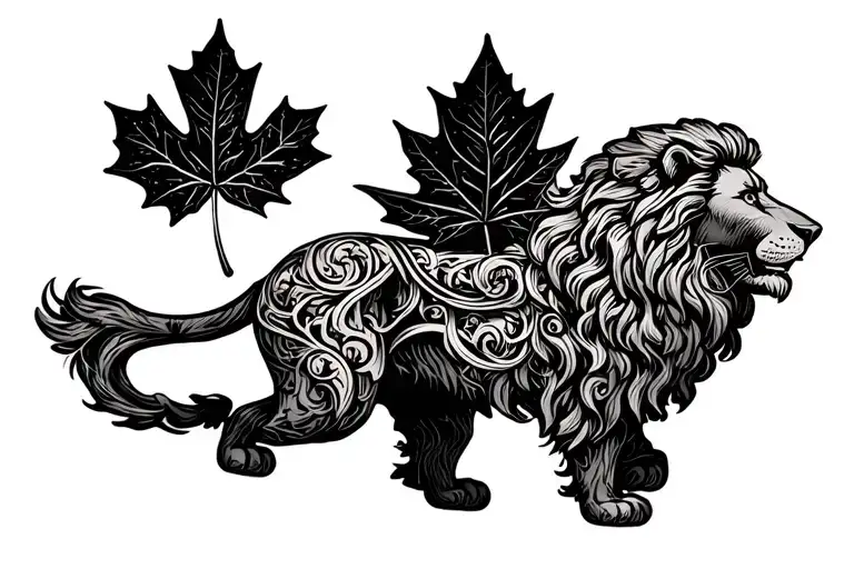Governor Of Canada Lion Holding A Maple Leaf