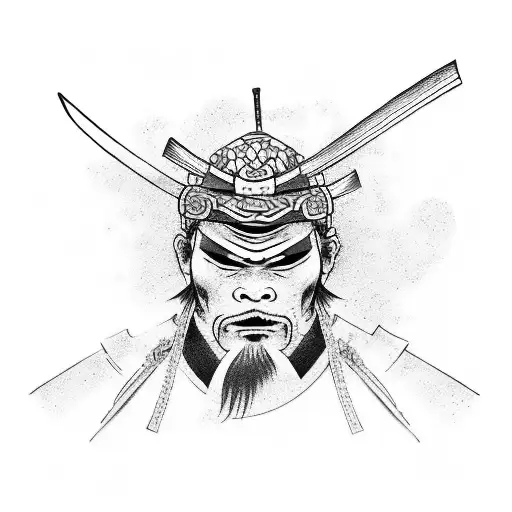 Samurai Warrior Engaged In A Fierce Brawl Fight