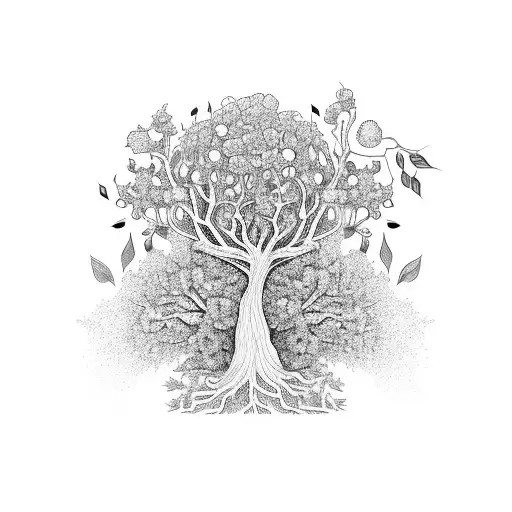 Tree That Becomes The Musical Staff Full Of Flowers And Life