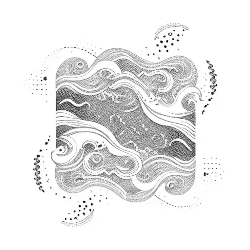 A Circuit Board Pattern Forming Waves Crashing On A Beach