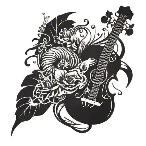 A Music-themed Tattoo Incorporating Animal Elements