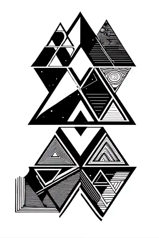 Geometric Triangles And Lines Connecting Different