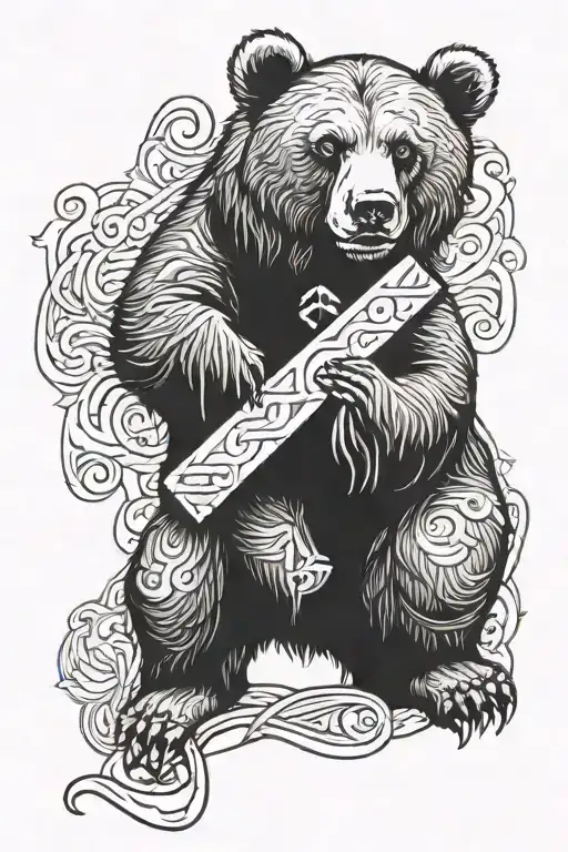 Bear With A Cross Behind His Back