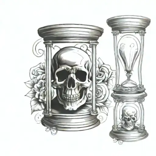 Hour Glass With A Fading Skull Symbolisimg Death And Time Urgency