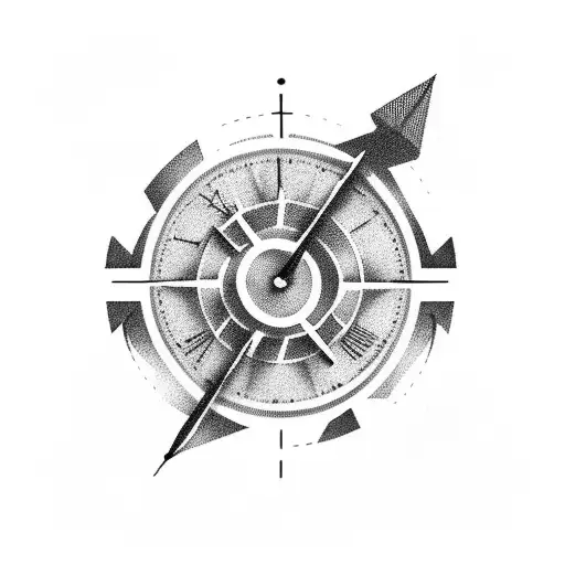 Bow Arrow Hitting The Center Of A Clock