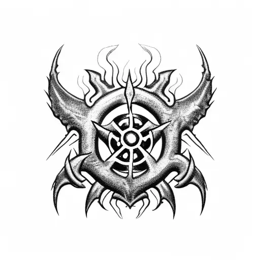 Biohazard With Black Fire At Center