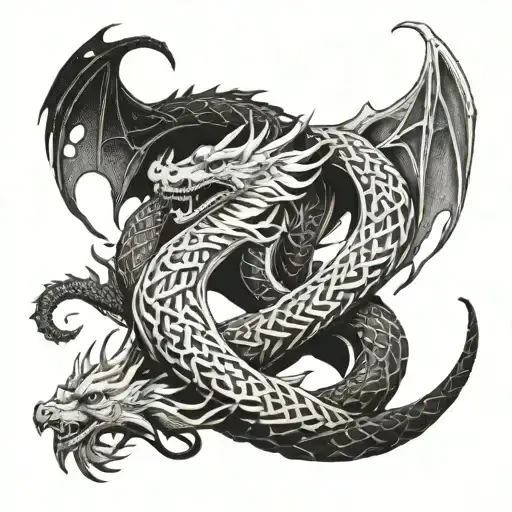 Norse Knotwork Dragon Intertwined