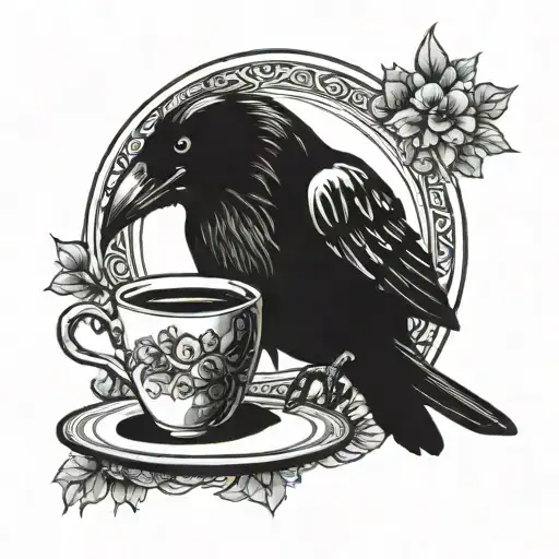 Raven Drinking Coffee