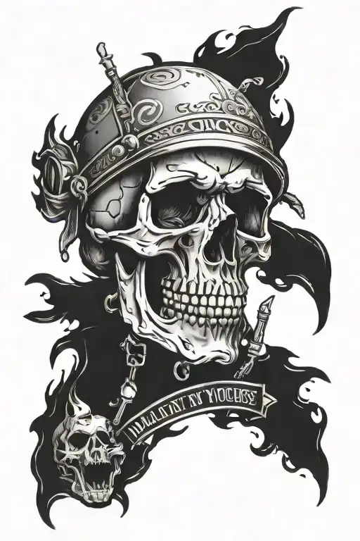 Badass Skull With The Words For All Mines Ill Lay Yours